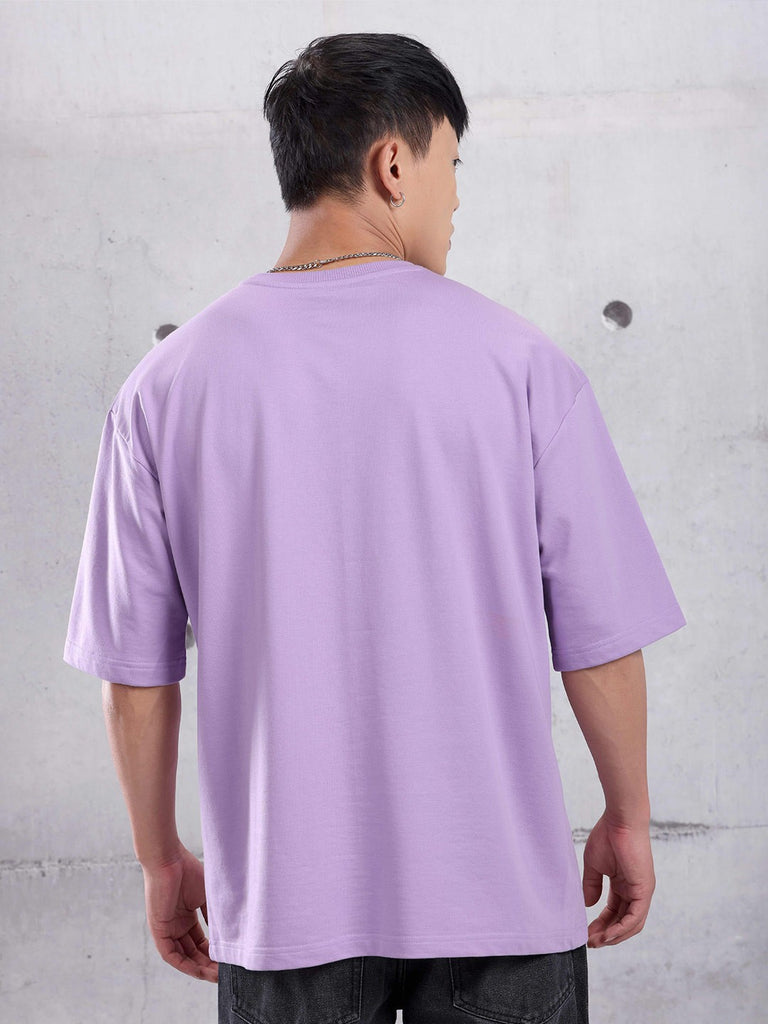 Lazychunks Lavender Oversize Solid Tshirt For Men.