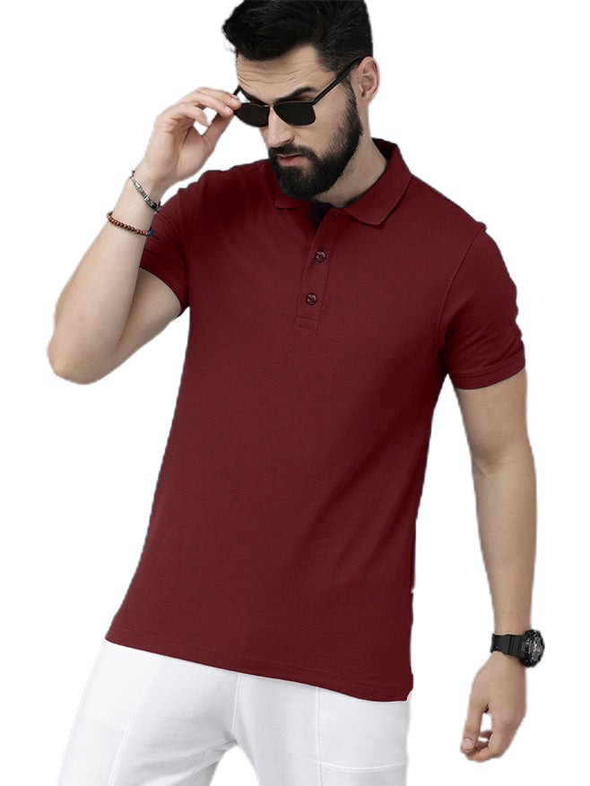 Newly Premium Polo Combo ( Pack Of 2 ) Tshirt By LazyChunks | Maroon White