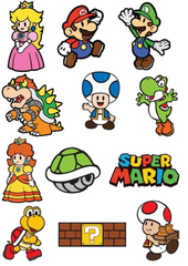 Lazychunks Printed Super Mario Characters Patches Combo Small for Clothes Jackets Pants Jeans Bags Multicolour Different Iron Patches.Pack of 12