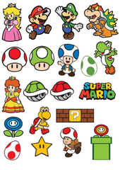 Lazychunks Printed Super Mario Characters Patches Combo Small for Clothes Jackets Pants Jeans Bags Multicolour Different Iron Patches.Pack of 20