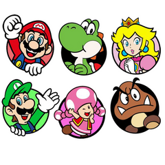 Lazychunks Printed Super Mario Characters Patches Combo Small for Clothes Jackets Pants Jeans Bags Multicolour Different Iron Patches.Pack of 6