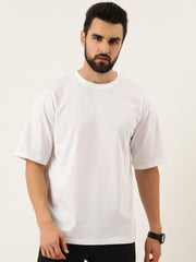 Lazychunks White Oversize Solid Tshirt For Men.