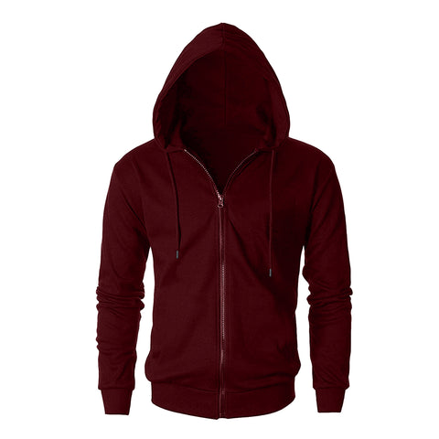 Regular Fit Men s Solid Maroon Zipper Jacket Hoodies Sweatshirt