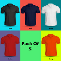 Polo Tshirt Combo (Pack Of 5) By Lazychunks (All Colors)