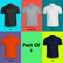 Polo Tshirt Combo (Pack Of 5) By Lazychunks (All Colors)